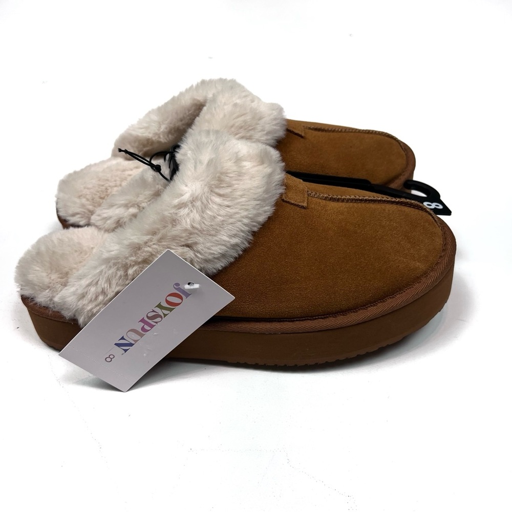 NWT Joyspun Women's Faux Suede Platform Clog Slippers Sz 8 - Picture 3 of 16